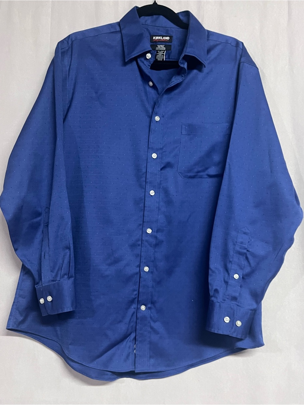 NWOT Kirkland Signature Deep Royal Blue Tailored Fit Dress Shirt Size L